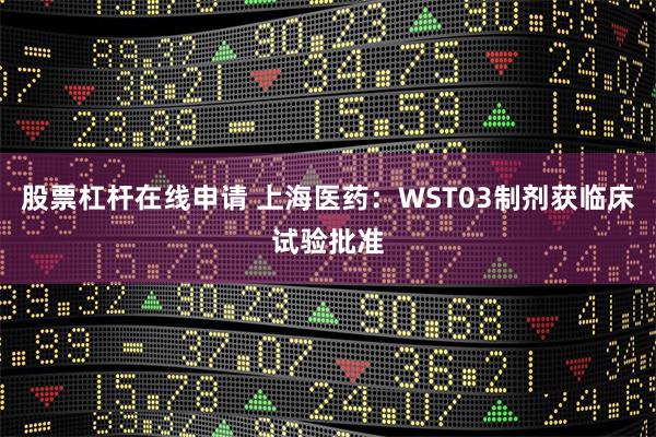 股票杠杆在线申请 上海医药：WST03制剂获临床试验批准
