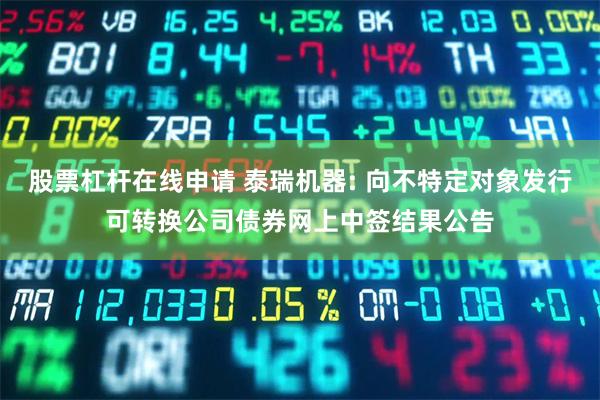 股票杠杆在线申请 泰瑞机器: 向不特定对象发行可转换公司债券网上中签结果公告